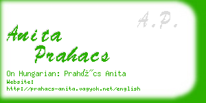 anita prahacs business card